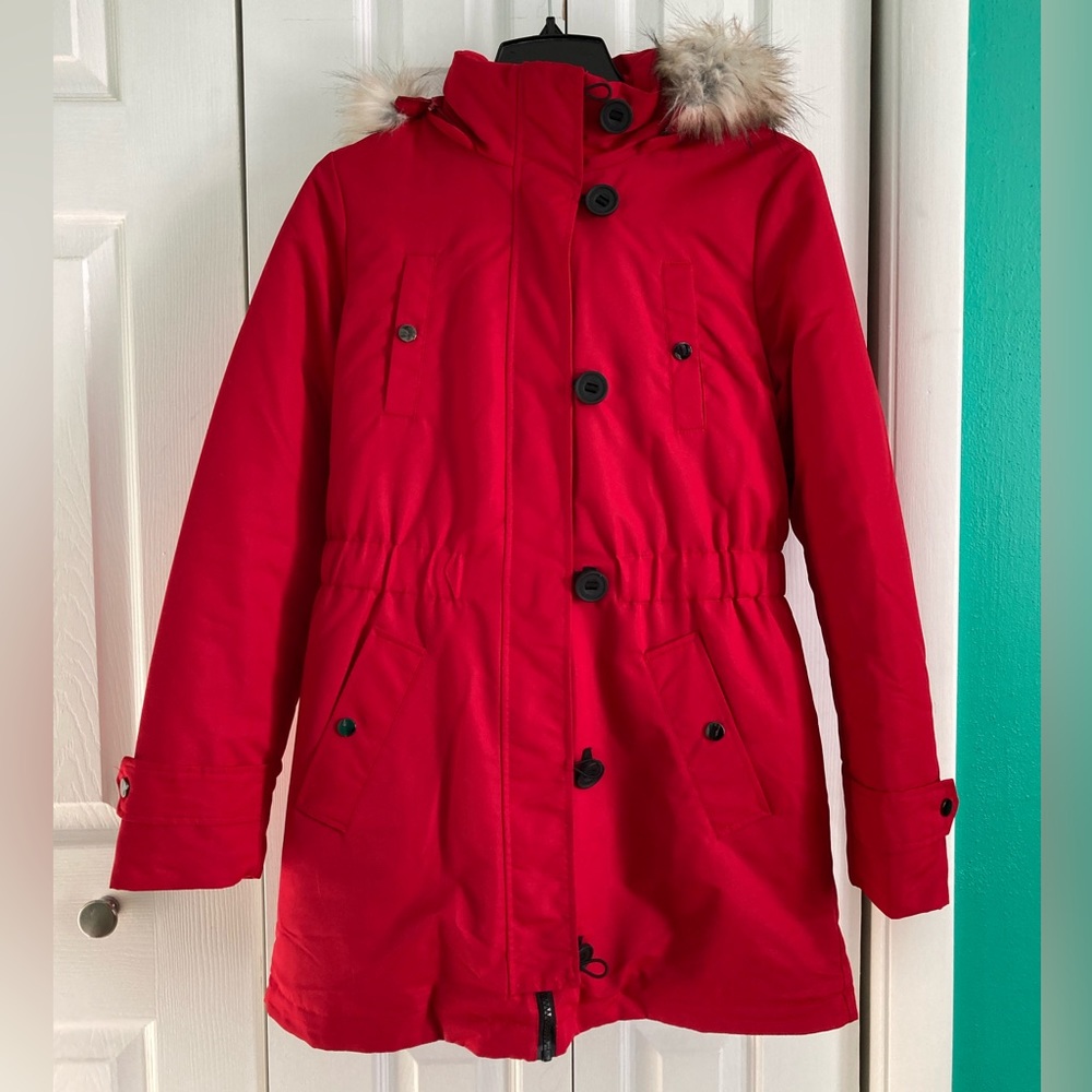 Warm Red Winter Coat EUC - Picture 6 of 12